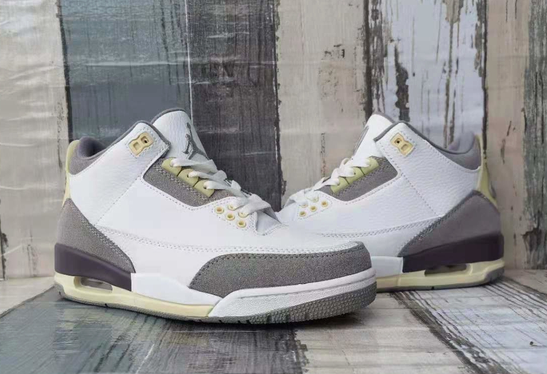 2021 Air Jordan 3 Retro White Grey Yellow Shoes